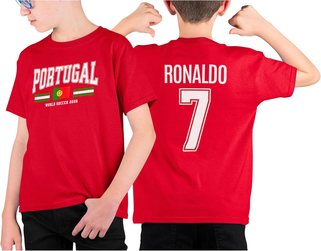 Ronaldo 7 Two-Sided Portugal Youth Graphic T-Shirt | Kids & Teens Fan Tee with Front & Back Print