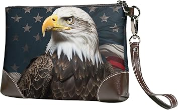 Leather Wristlet Clutch for Women Evening Bags Ladies Credit Card Holder American bald eagle Wallet Purses Handbags