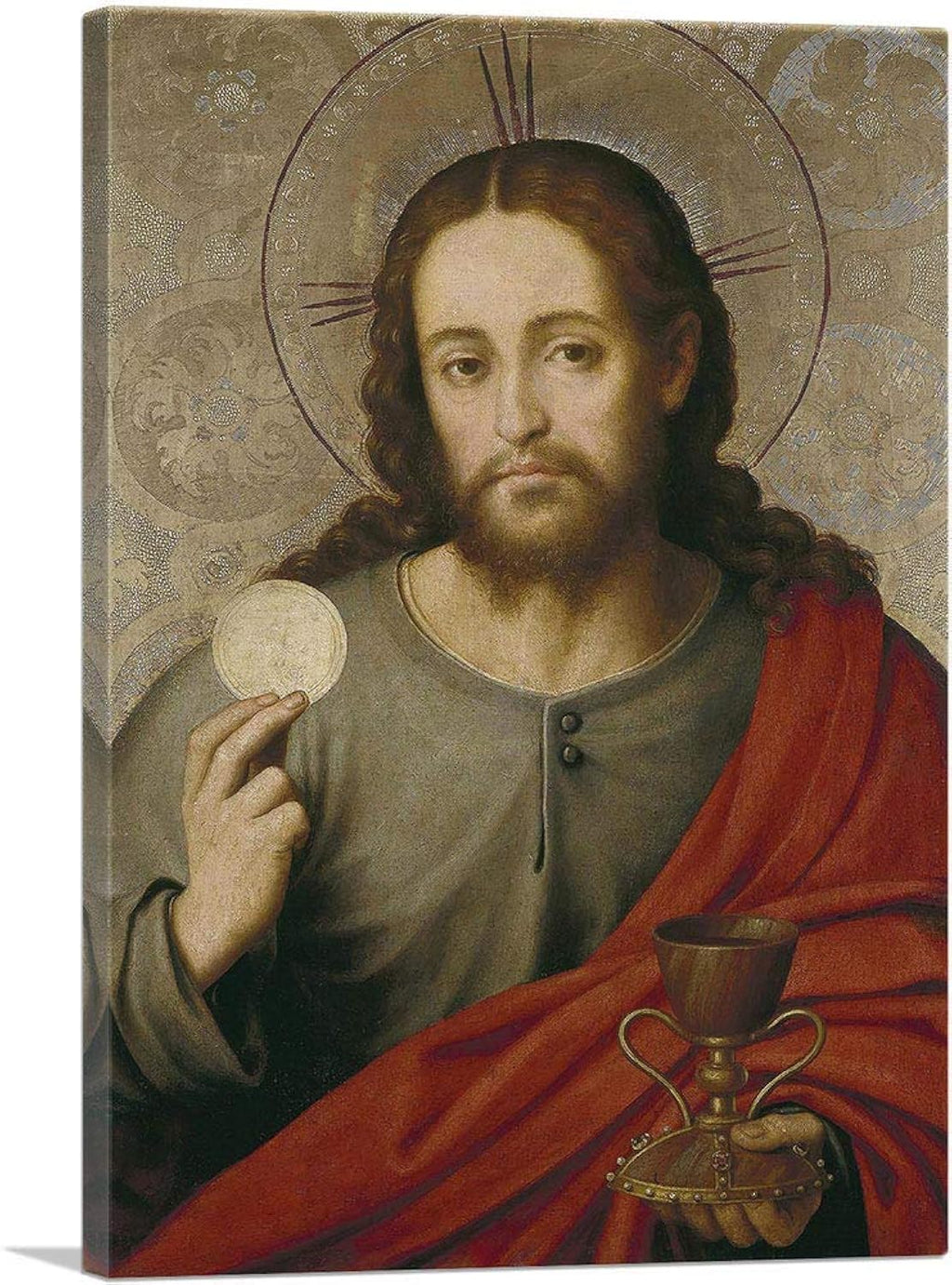 ARTCANVAS Christ With The Host Canvas Art Print Stretched Framed Painting Picture Poster Giclee Wall Decor by Juan de Juanes - 26" x 18" (0.75" Deep)