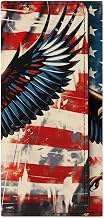 Bald Eagle American Flag Women Three Fold Wallet PU Leather Long Bifold Clutch Purse Credit Card Money Organizer with ID Window 7.9X3.9 Inch