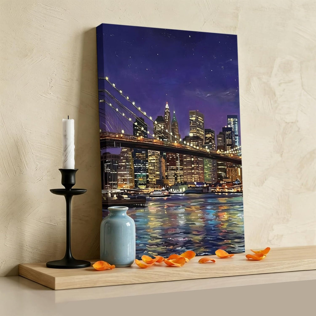 Modern Art Wall Art for Living Room Bedroom, Canvas Art Prints Paintings, City Bridge Aesthetics Contemporary Wooden Framed Artwork Pictures Home Wall Decor 24x36 In Made in USA