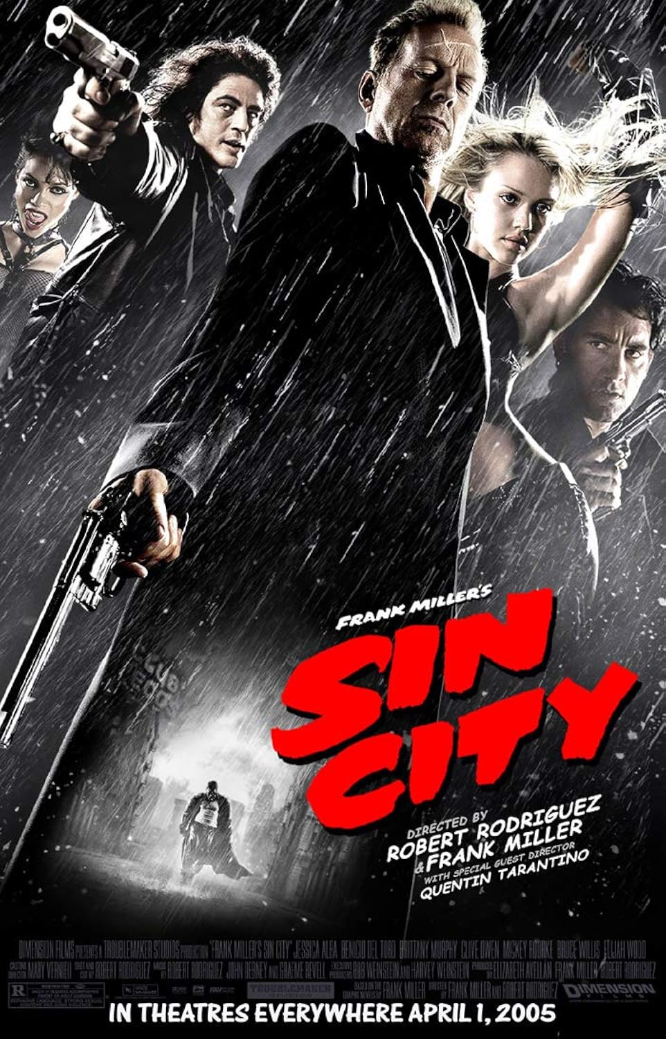 SIN CITY MOVIE POSTER 1 Sided ORIGINAL 27x40 JESSICA ALBA BRUCE WILLIS