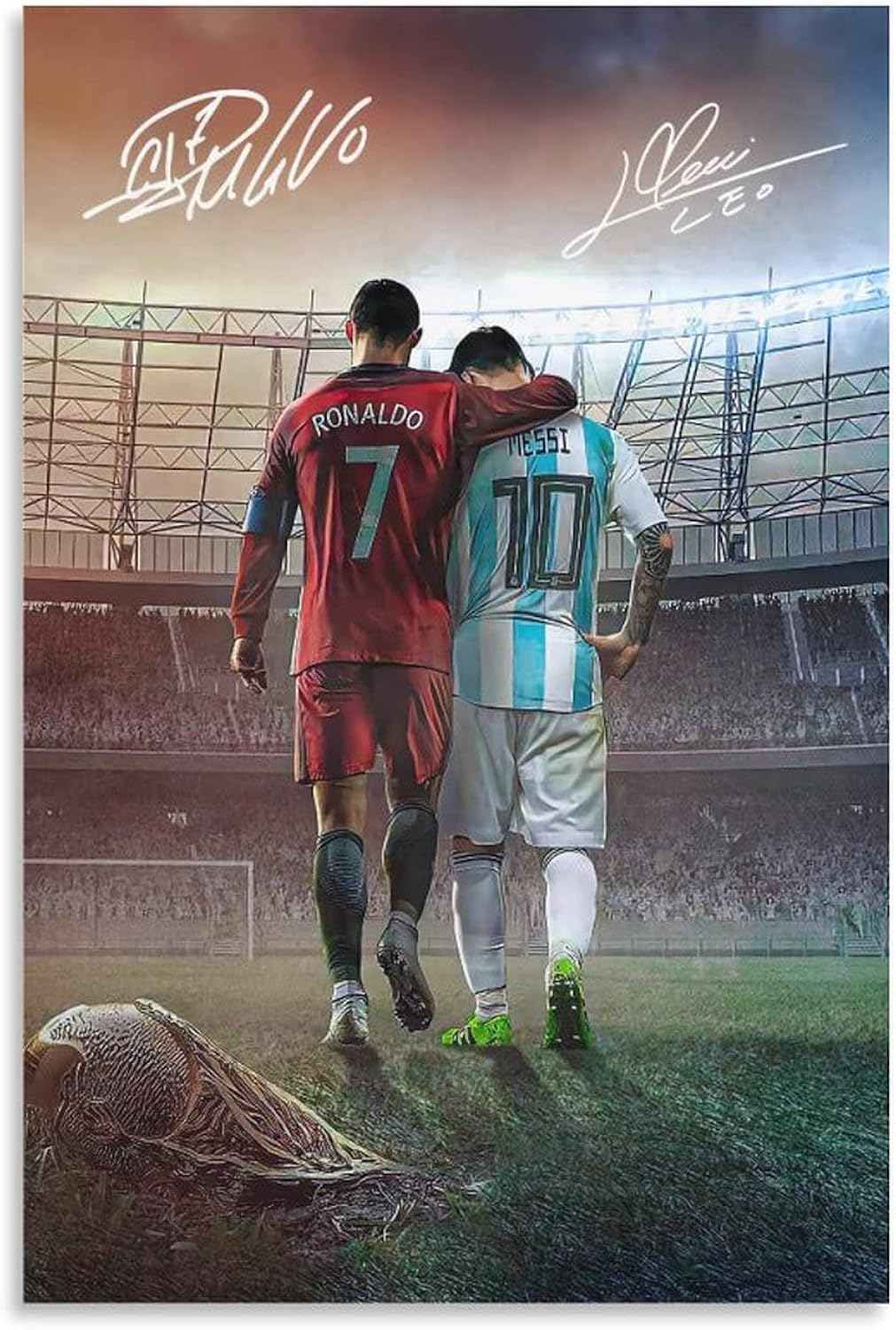 Messi Ronaldo Poster 1 Canvas Poster Unframed: 12x18 inches (30x45 cm)