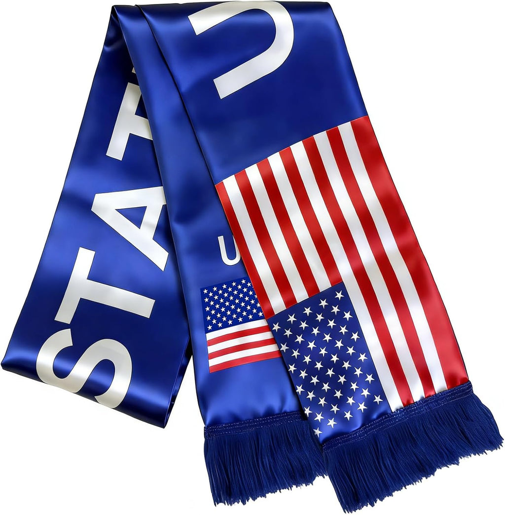 USA Soccer Fan Scarf - Double-Sided United States Supporter Scarf for 2026 International Soccer Matches & Game Day