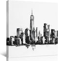 City Silhouette Framed Wall Art, Modern Minimalist Black and White Skyscraper Canvas Prints, Stretched Wall Decor Artwork for Living Room Bedroom Office Home, Ready to Hang, Made in USA, 8"x8"