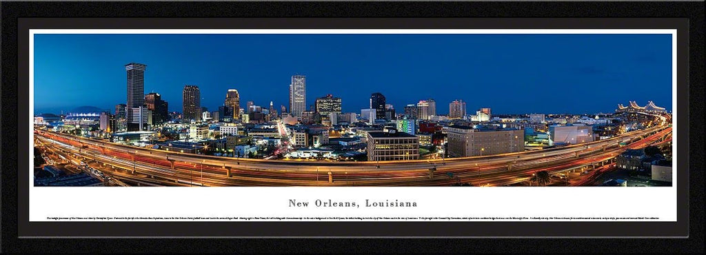 New Orleans, Louisiana at Twilight - 42" x 15.5" Select Frame with Single Mat by Blakeway Panoramas