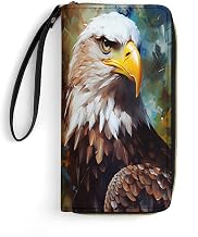 Bald Eagle Wallet Women Large Capacity Clutch Purse Wristlet with Phone Pocket, Card Holder & Zipper Coin Compartment