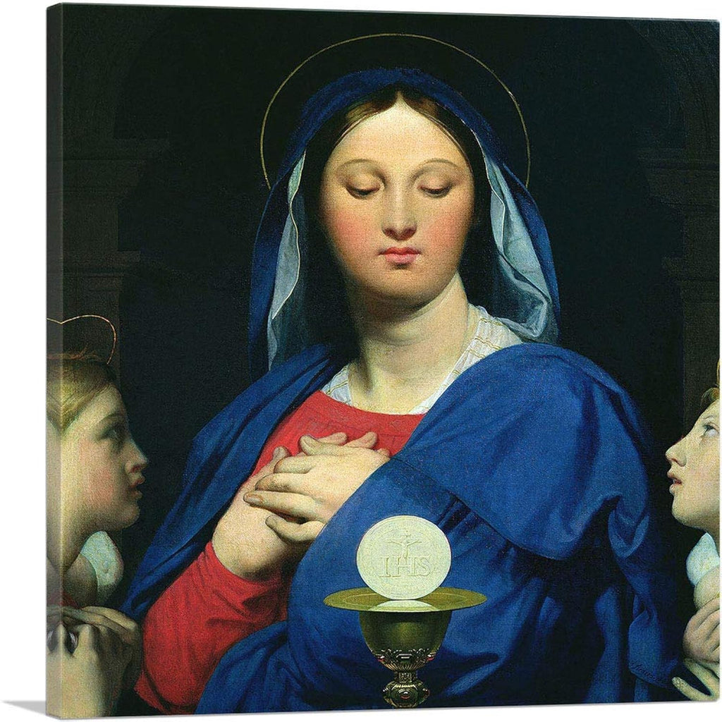 ARTCANVAS The Virgin Of The Host 1866 Canvas Art Print Stretched Framed Painting Picture Poster Giclee Wall Decor by Jean Auguste-Dominique Ingres - 26" x 26" (1.50" Deep)