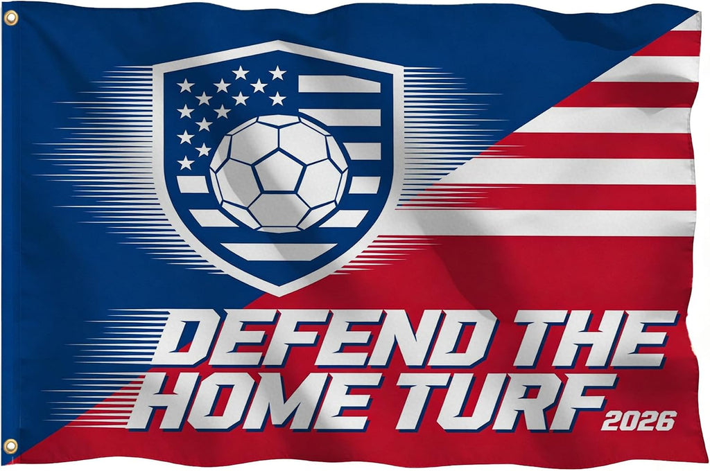 2026 North America Host City Pride Flag 3x5, Double Sided 3-Ply Premium Soccer Banner, Patriotic Red White Blue Geometric Football Flag for Outdoor Yard Garden, Game Day Party Essential (style-04, Single-lay)