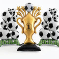 3 Pcs Giant Soccer Party Decorations - 59" Gold Trophy & Standing Foil Balloons Set - Sports Birthday Party Supplies for Boys, 2026 for World Cup Decor