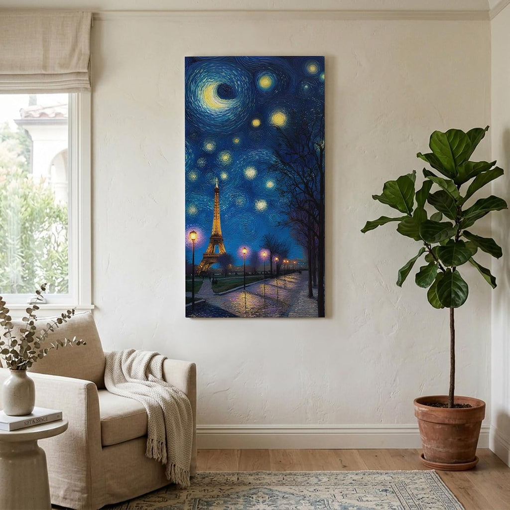 Wood Canvas Wall Art, Blue City Large Wall Decor for Living Room Bedroom, Modern Abstract Art Contemporary Luxury Canvas Prints Artwork Ready to Hang Home Decor Accent, Housewarming Gift 20''x40''