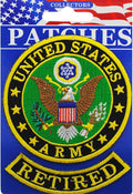 United States Army Retired Embroidered Patch, with Iron-On Adhesive (Two Pieces)