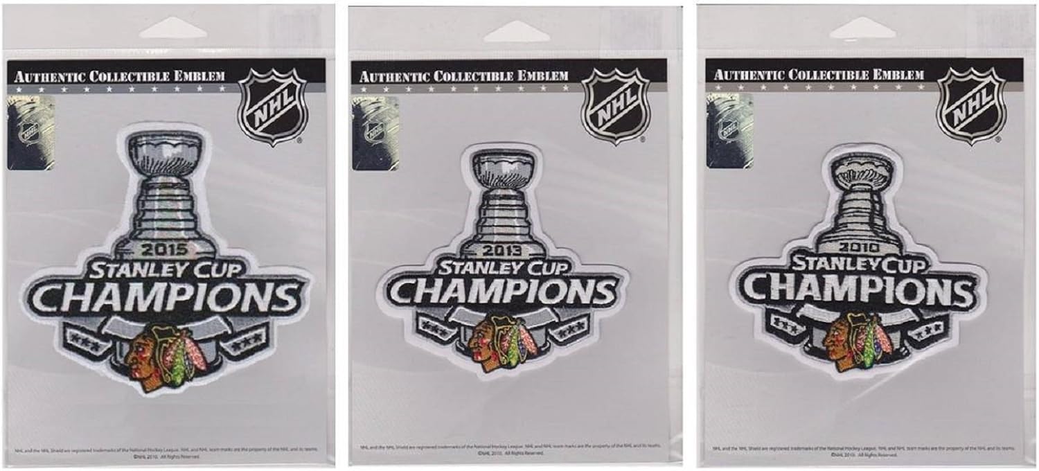 National Emblem 3-Piece Chicago Blackhawks Stanley Cup Finals Champions Patch Set