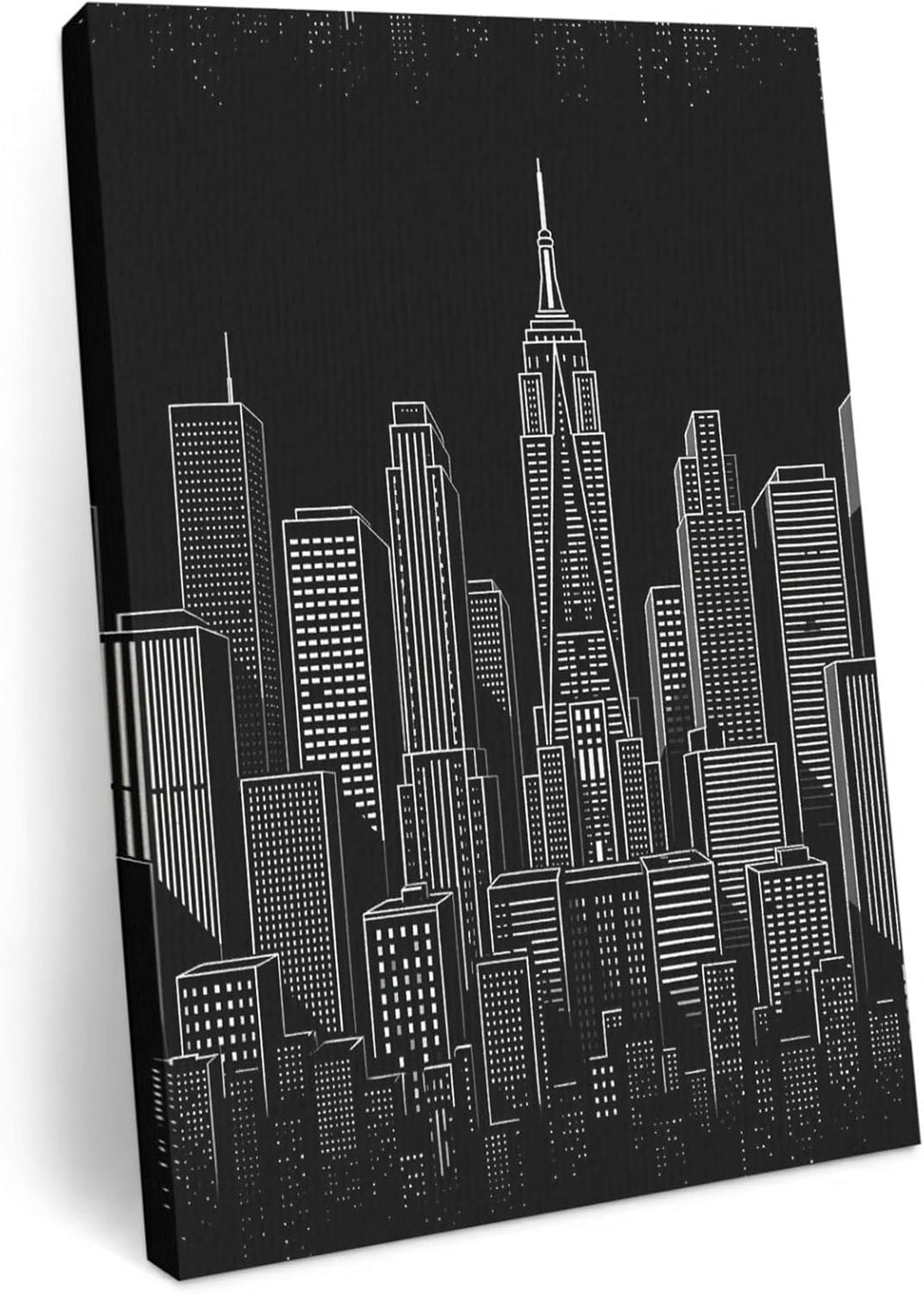 Ship Next Day - Modern City Landscape Wall Art, Black Night Building Cityscape Canvas Print Painting Artwork Picture for Wall Living Room Bathroom Bedroom Kitchen Office Dining Room Decor 40"x60"