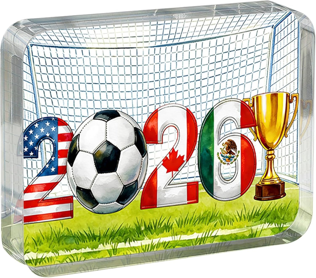 2026 World Soccer Lover Acrylic Plaque 5.5x3.1 inch Soccer Goal Desk Sign Decor World Soccer Game Plaque