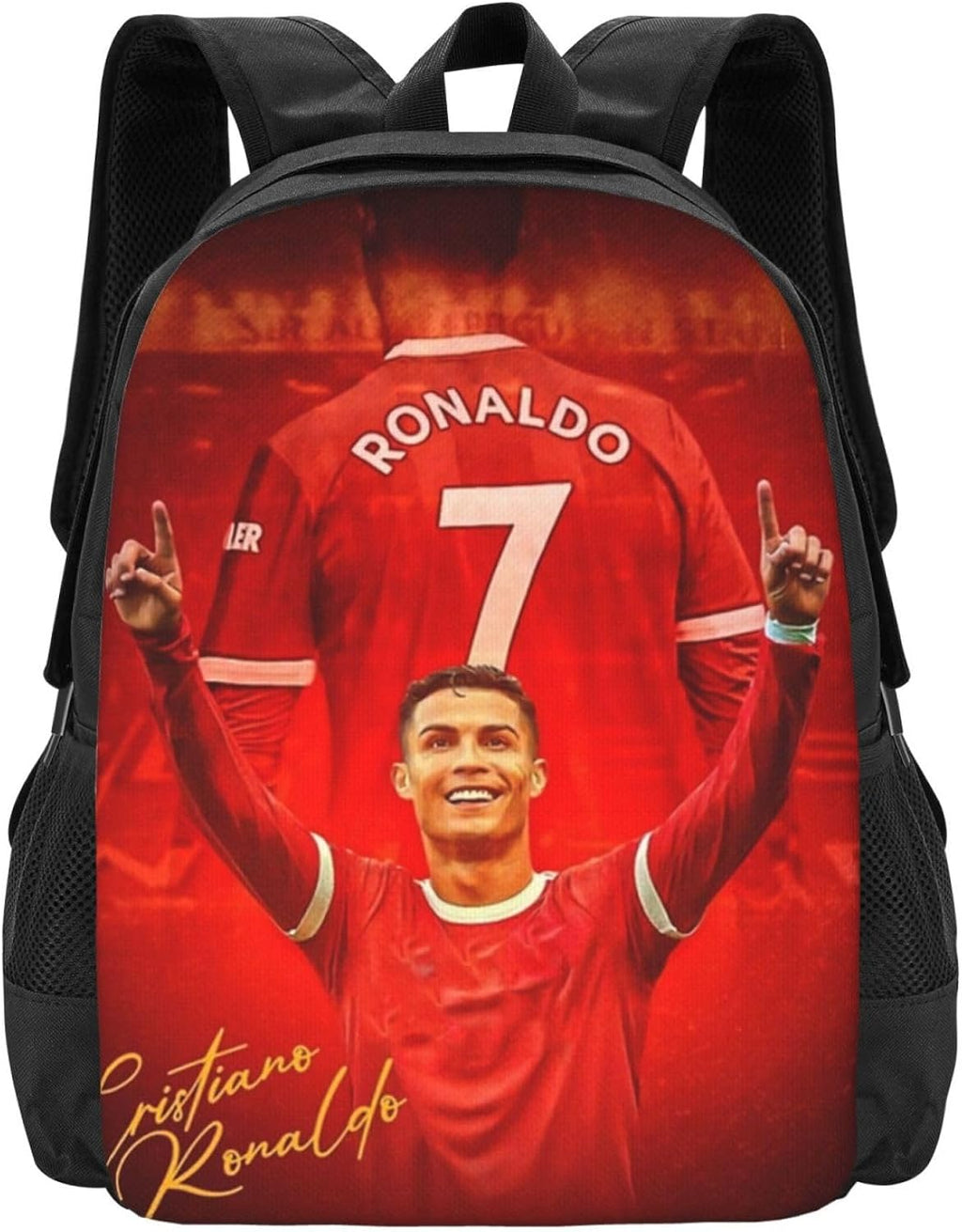 #7 Ronaldo Adult Simplicity Backpacks Bag Laptop Bag Bookbag Backpack 16.5 Inch For Daily, Black