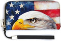 Bald Eagle Head American Flag PU Leather Clutch Long Bifold Wallet, Coin Purse Credit Pass Case, Durable Card-Holder Money Storage for Women Men
