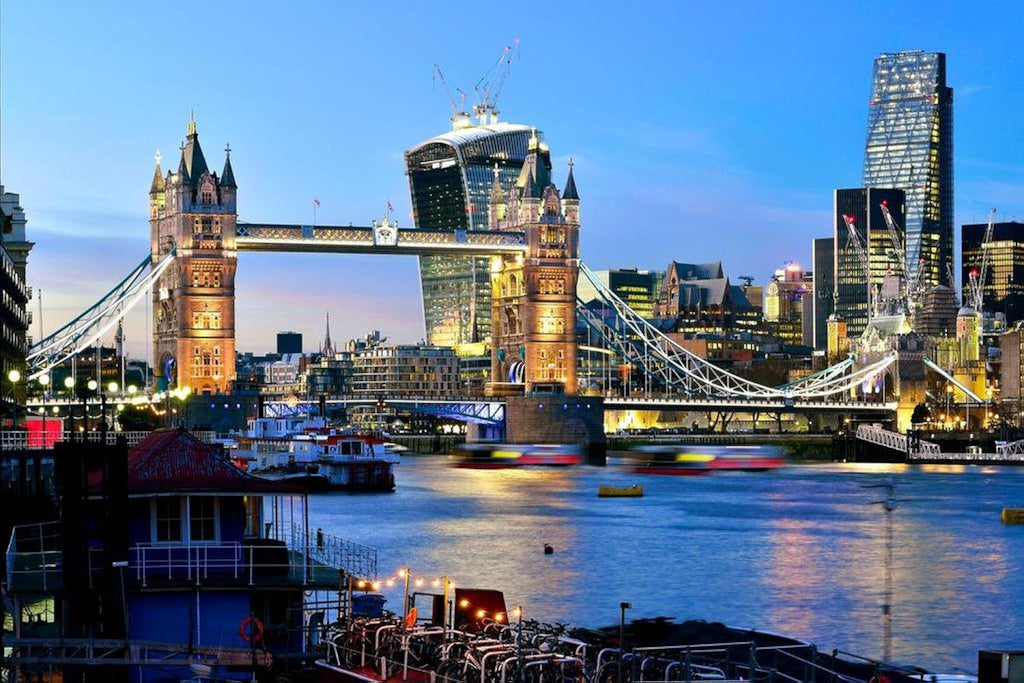 City of London Skyline Tower Bridge Thames River Photo Photograph Cool Wall Art Print Poster 36x24