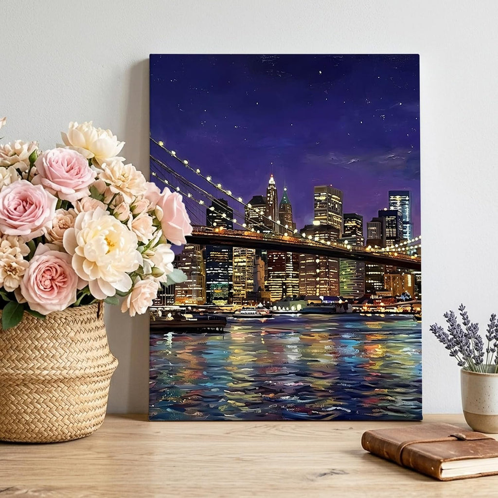 Canvas Wall Art, Modern Art Framed Canvas Prints for Bedroom Dining Room, City Bridge Aesthetics Contemporary Large Gallery Wrapped Wall Decor for Home Office, Gifts, 20"x24" Ship Next Day
