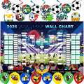 World Football Tournament Cup 48x32 Inch 2026 Vibrant Soccer Festival Schedule Poster with String Flag Banner and Balloon Set for Party Decorations, Home, Office & Bar Decor