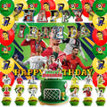 42Packs Soccer Ronaldo Birthday Party Supplies Pack Includes，Banner，Cake Topper，Blackdrop,Balloons for Soccer Ronaldo Party Supplies