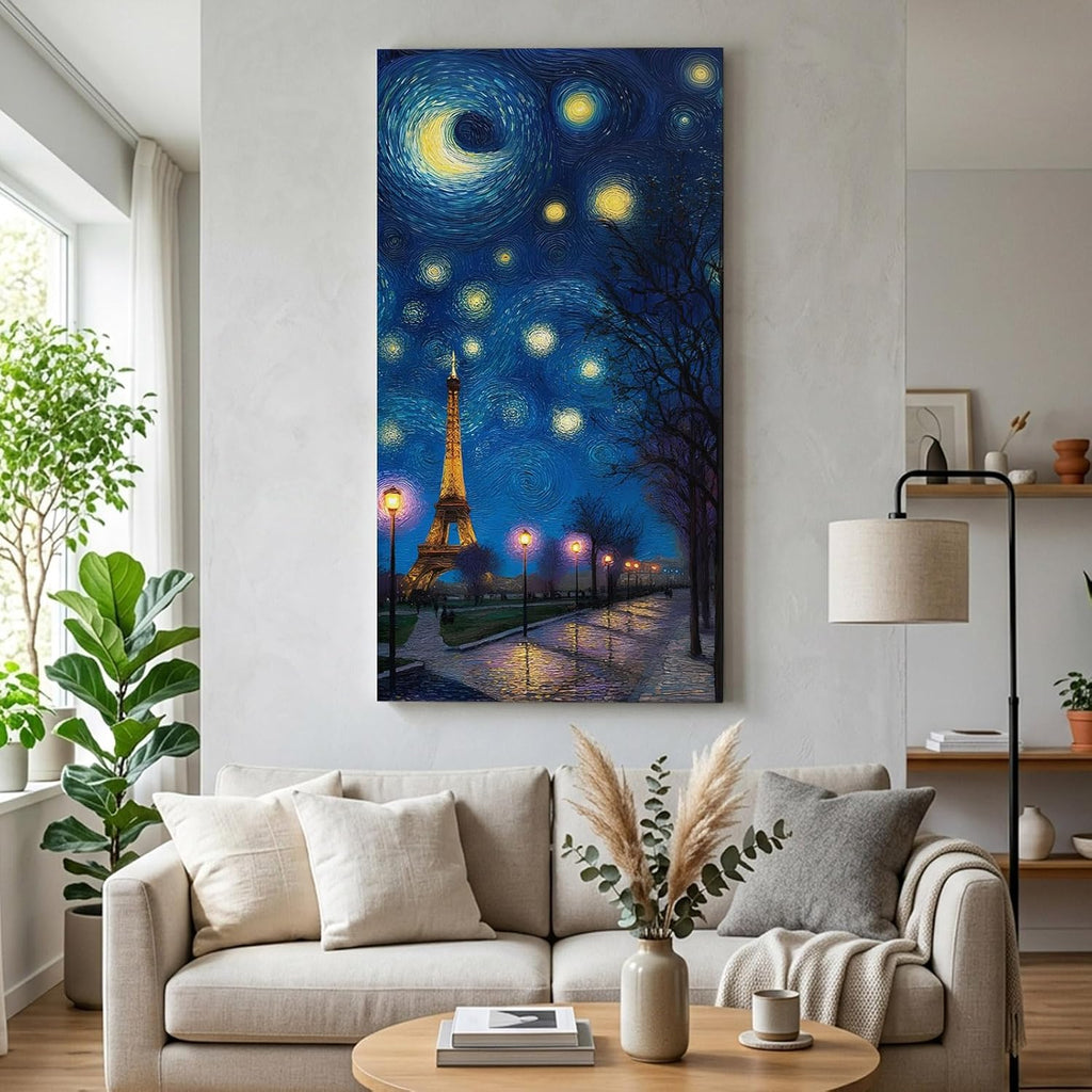 Blue City Wall Art for Living Room Bedroom, Canvas Art Prints Paintings, Modern Abstract Art Contemporary Luxury Wooden Framed Artwork Pictures Home Wall Decor 20x40 In Made in USA