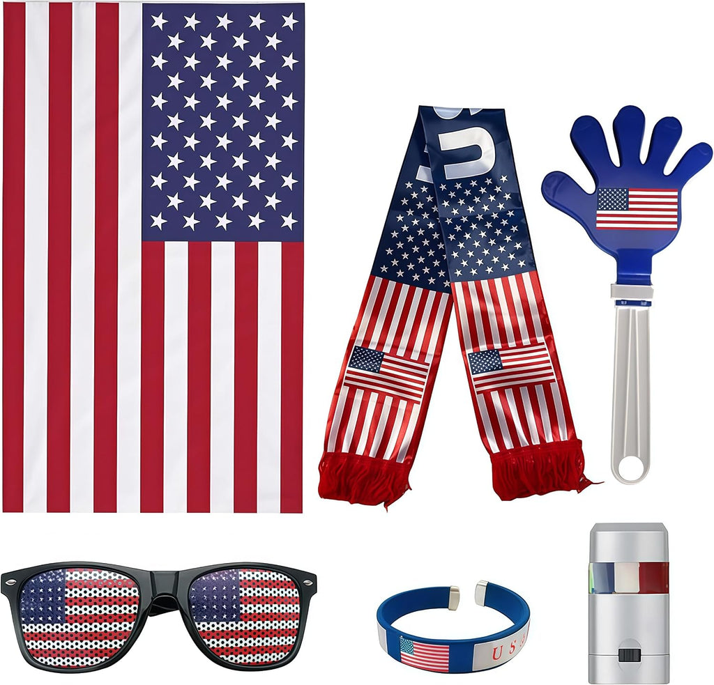 6PC World Cup 2026 American Flag Merchandise, Soccer Fan Decorations Kit, Suitable for Soccer Events, USA 250th Anniversary, 4th of July Decorations Outdoor