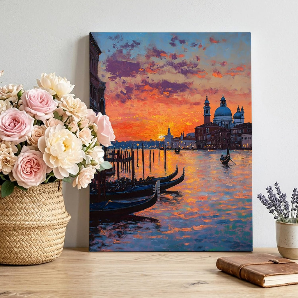 Canvas Wall Art, Nature Scenery Framed Canvas Prints for Hallway Living Room, Farmhouse City View Sunset Classic House Extra Large Gallery Wrapped Wall Decor for Home, Gifts, 20"x30" Ship Next Day