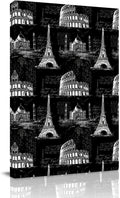 Black Architecture Canvas Wall Art for Living Room, Retro Classic Black White City Wall Decor Framed Artwork Pictures Ready to Hang for Bedroom Office Home Decor 18x24 Inch