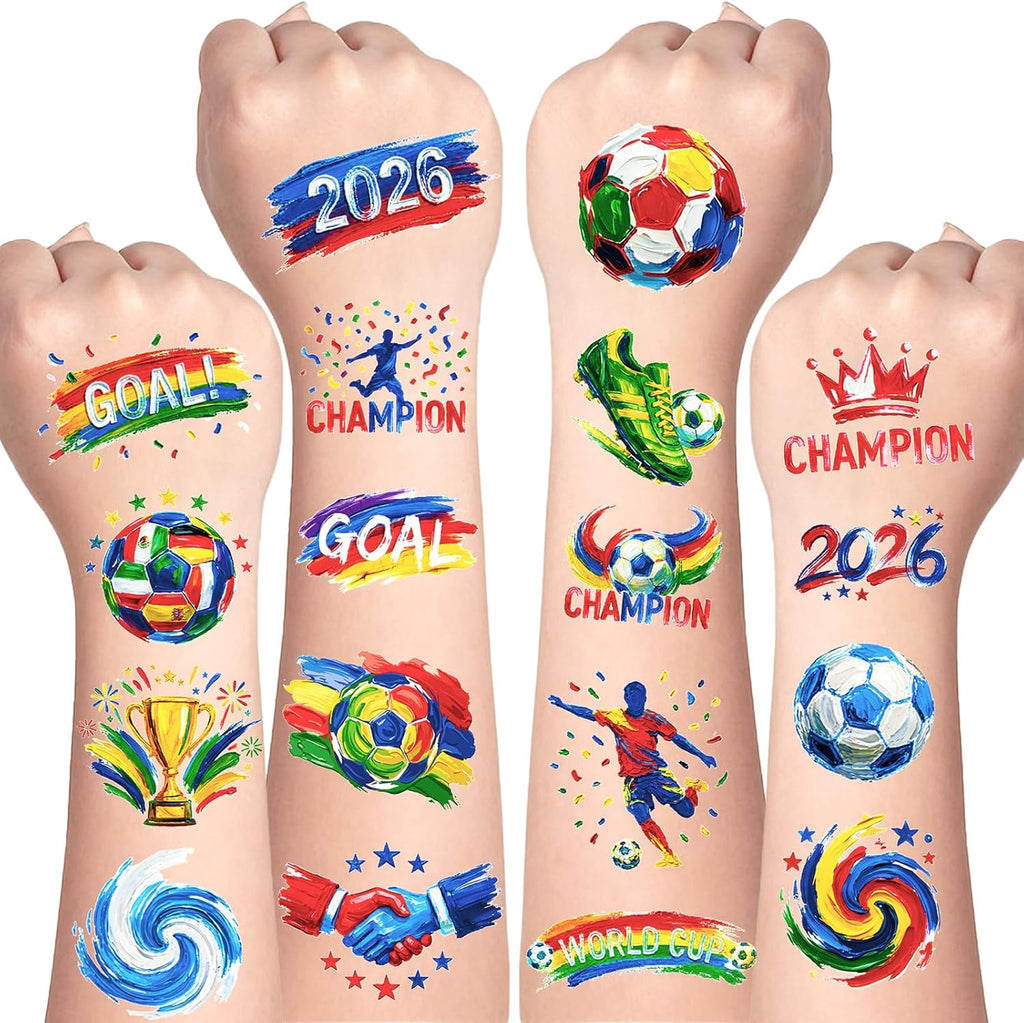 45 Pcs Soccer Tattoos for Kids, Teens, Adults - World Cup 2026 Merchandise, World Cup Temporary Tattoos for Boys and Girls, Waterproof Tattoo Stickers, Soccer Party Favors, Soccer Goodie Bags Stuffers