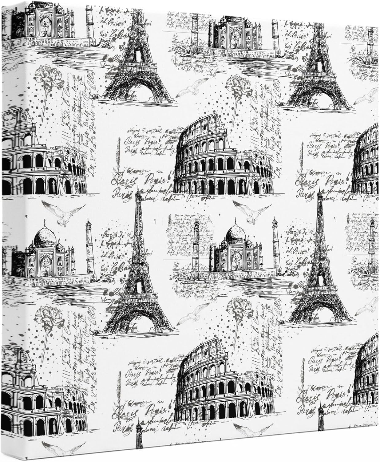Ship Next Day - Black Architecture Wall Art, Vintage City Eiffel Tower Classic Canvas Print Painting Artwork Picture for Wall Living Room Bathroom Bedroom Kitchen Office Dining Room Decor 12"x12"