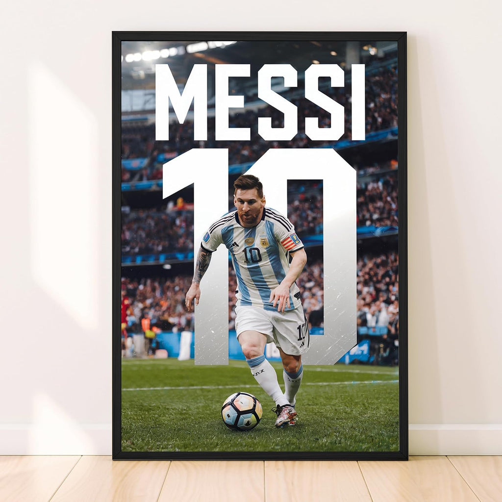 Messi Poster, Famous Soccer Player Posters, Leonel Messi Posters For Boys Bedroom, Soccer Wall Art, Gift for Fan Football, Leonel Messi Wall Art, Living Room Sport Room Gift for Fan Football- 16x20 Inches