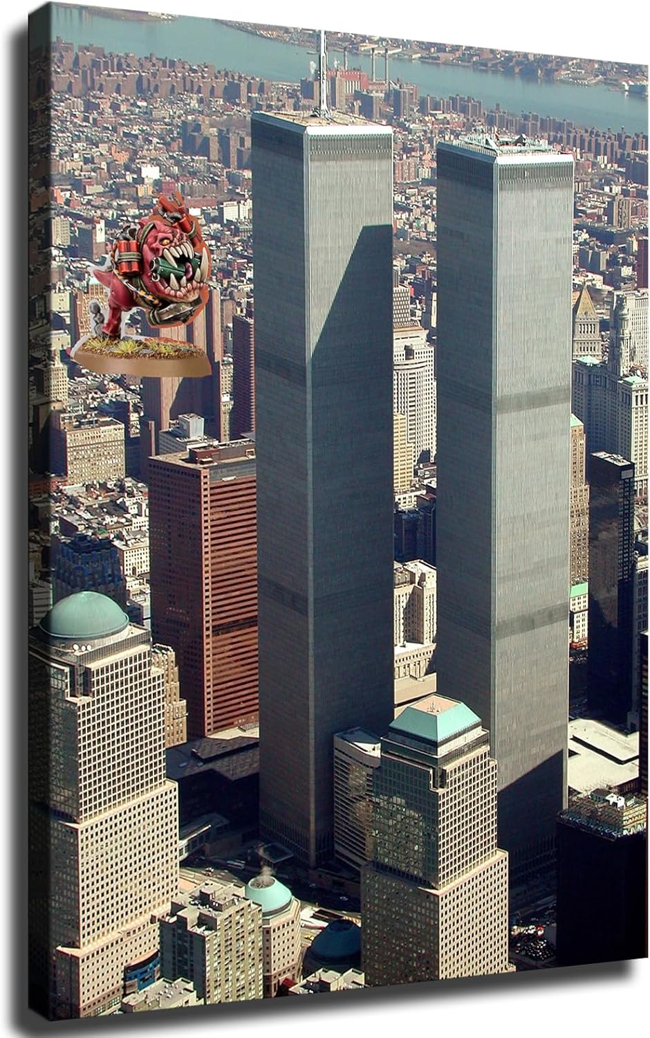 Original World Trade Center Twin Towers New York City Poster Wall Art for Living Room Bedroom Wall Art Printin Wall Decor Gifts (8x12inch-Framed)