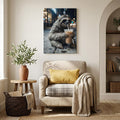 SHIPS NEXT DAY Sloth Character Canvas Wall Decor - High Definition Framed City Sidewalk Iced Coffee Picture Prints, Ready to Hang Waterproof Modern Artwork Decor for Living Room, Bathroom 12"x16"