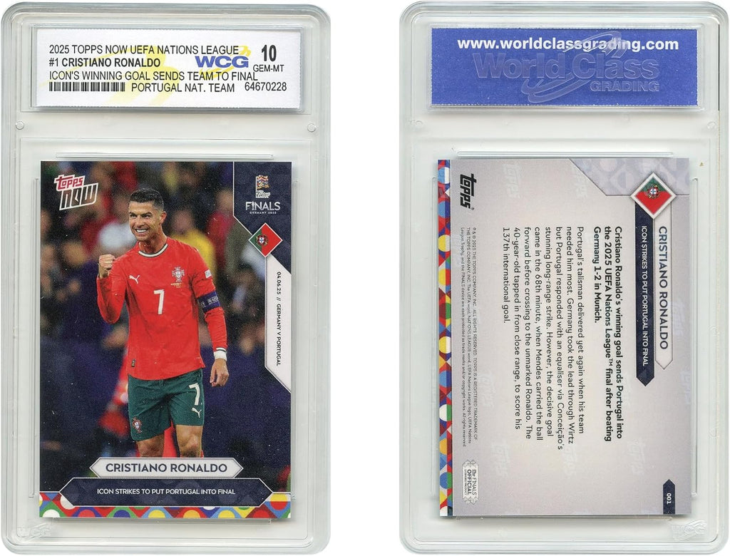 2025 Topps Soccer UEFA Cristiano Ronaldo Icons Goal Sends National Team Portgual to Final Card #1 - Graded GEM Mint 10