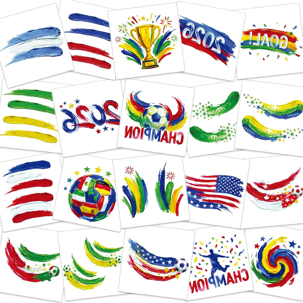 60 PCS Soccer Championship Themed Temporary Tattoos for Kids Adults, 2026 Soccer World Cup Decorations & Party Favors Goodie Bag Fillers