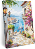Ship Next Day - Summer City Wall Art, Farmhouse Romantic Ocean Beach Ship House Canvas Print Painting Artwork Picture for Wall Living Room Bathroom Bedroom Kitchen Office Dining Room Decor 16"x24"