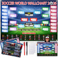 World Cup 2 PCS Sports Event Schedule Poster Soccer Ball Wallchart Showcase Waterproof Soccer Backdrop Banner Merchandise Decor Fans Gifts