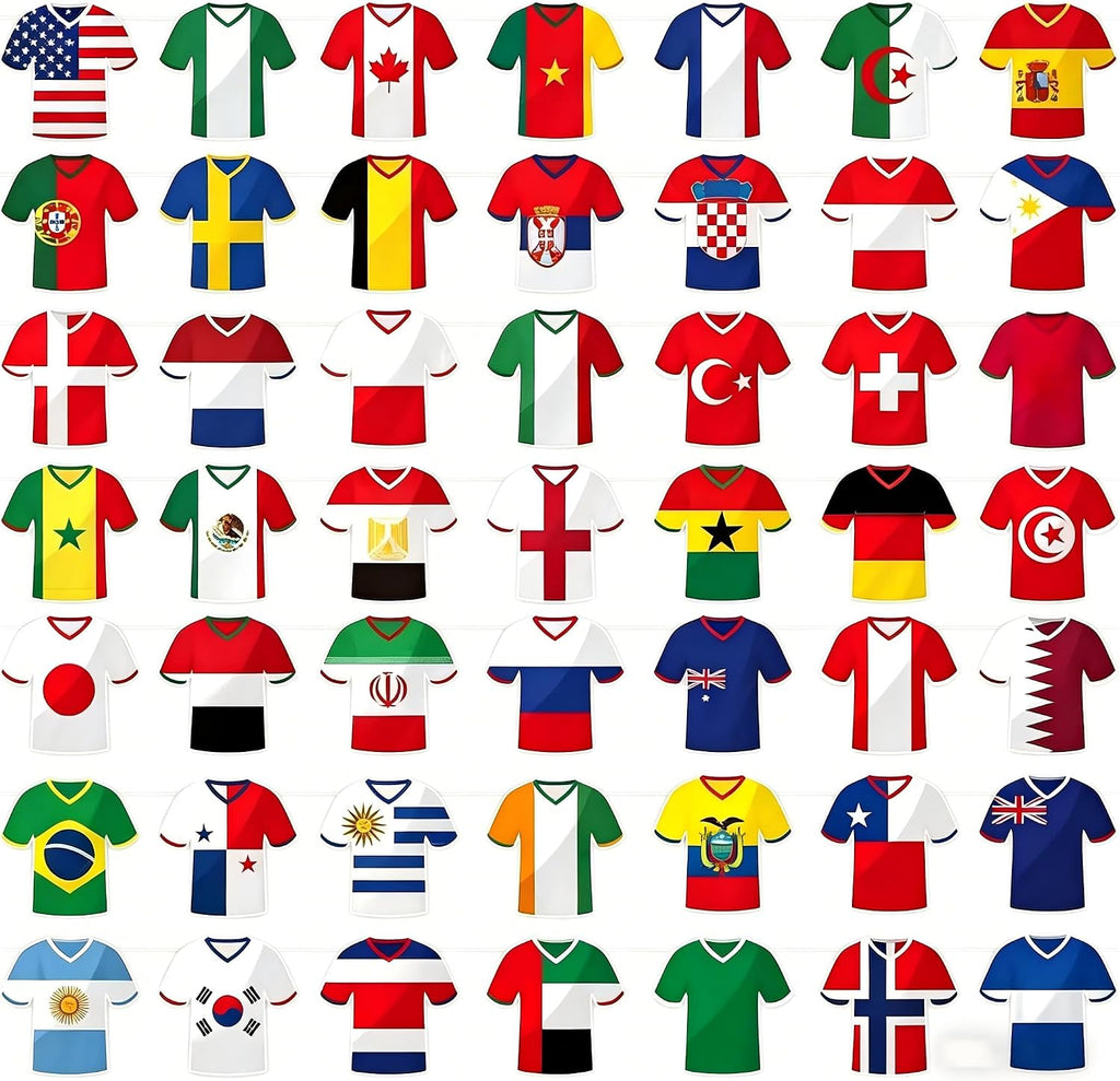 2026 World Cup Party Decorations Soccer Bunting Banner with 10m Ribbon, Football Garland for Bar, 50Pcs String Flags World Cup Soccer Decorations Sports Themed Party Supplies