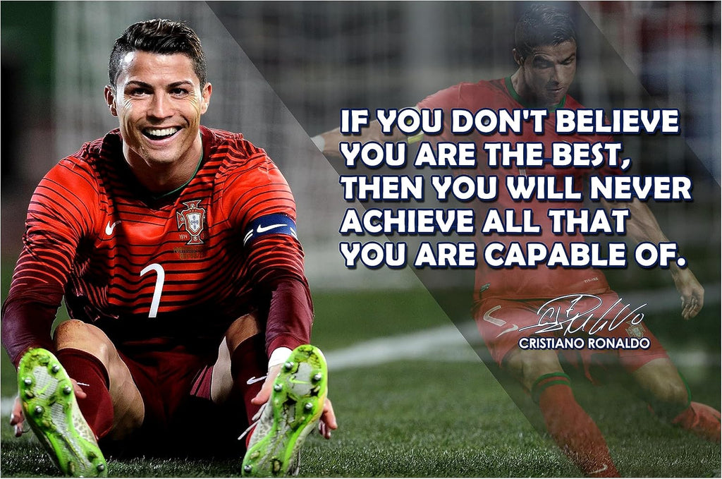 Cristiano Ronaldo Motivational Poster Quote Inspirational Quotes Classroom Posters Mens Soccer Pro Coaching Wall Art Growth Mindset Teacher Educational Signed Memorabilia Sports Decor Jersey Boys P116