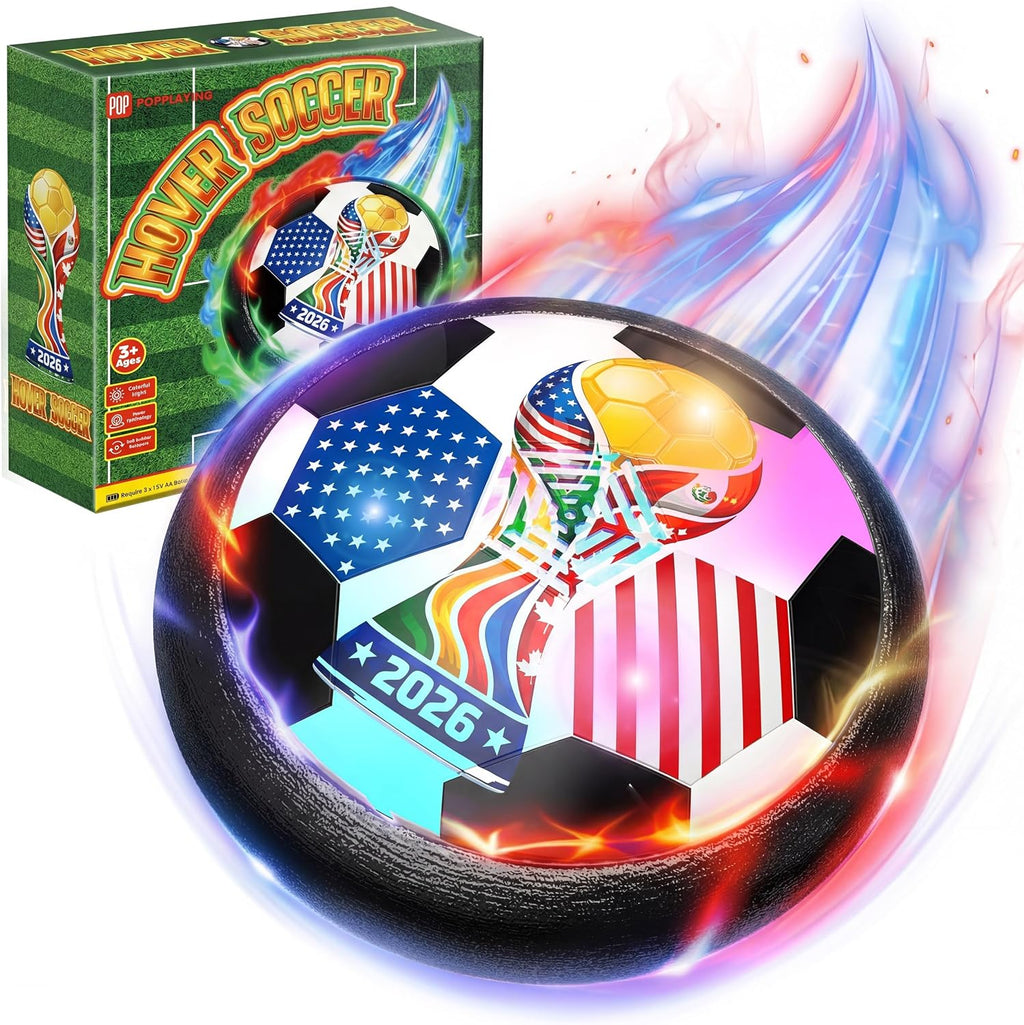 Light Up 2026 World Cup Hover Soccer Ball Toys for Kids, Air Floating Soccer with Soft Foam Bumper, Indoor Sports Soccer Games Toy, Birthday Gifts for Toddler Boys Girls 3‑12 Years Old
