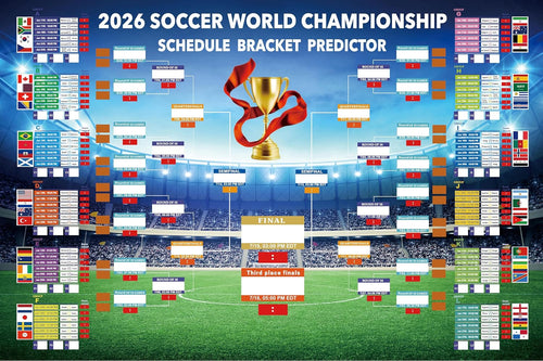 2026 World Cup Wall Chart 35"x23" Reusable Cloth Schedule Poster with Knockout Bracket, Group Stage Tracker & Full Match Timeline for Home Office Bar Party Decor Soccer Enthusiasts Football Fans
