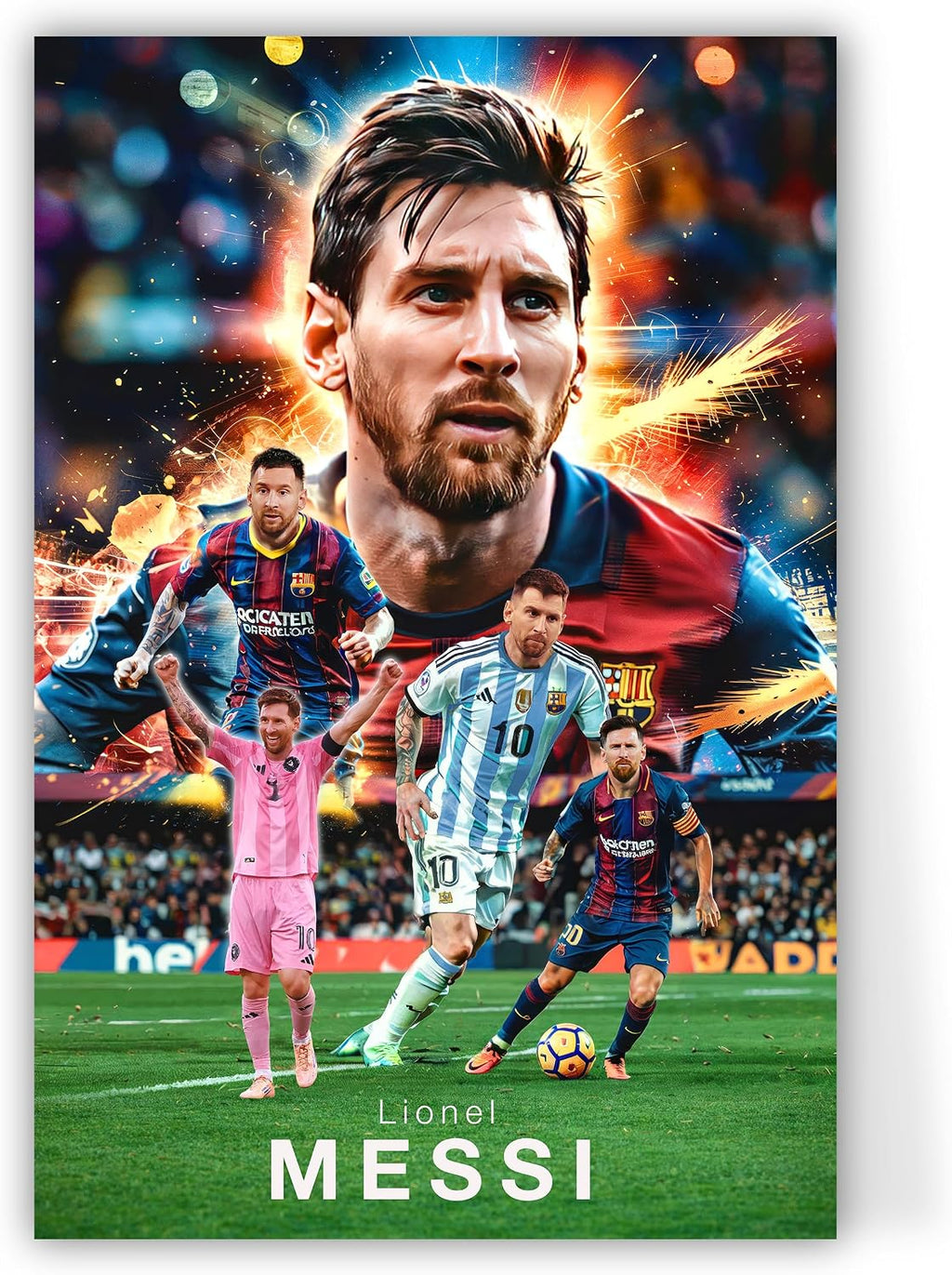 Messi Poster, Famous Soccer Player Posters, Leonel Messi Posters For Boys Bedroom, Soccer Wall Art, Gift for Fan Football, Leonel Messi Wall Art, Living Room Sport Room Gift for Fan Football - 8x10 Inches
