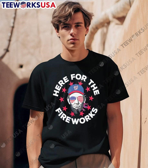Abraham Lincoln Washington Nationals Patriotic Here for the Fireworks T-Shirt