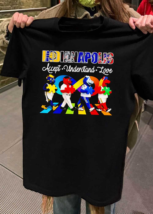 Accept Understand Love Indianapolis Mascots Puzzle Piece Sports T-Shirt
