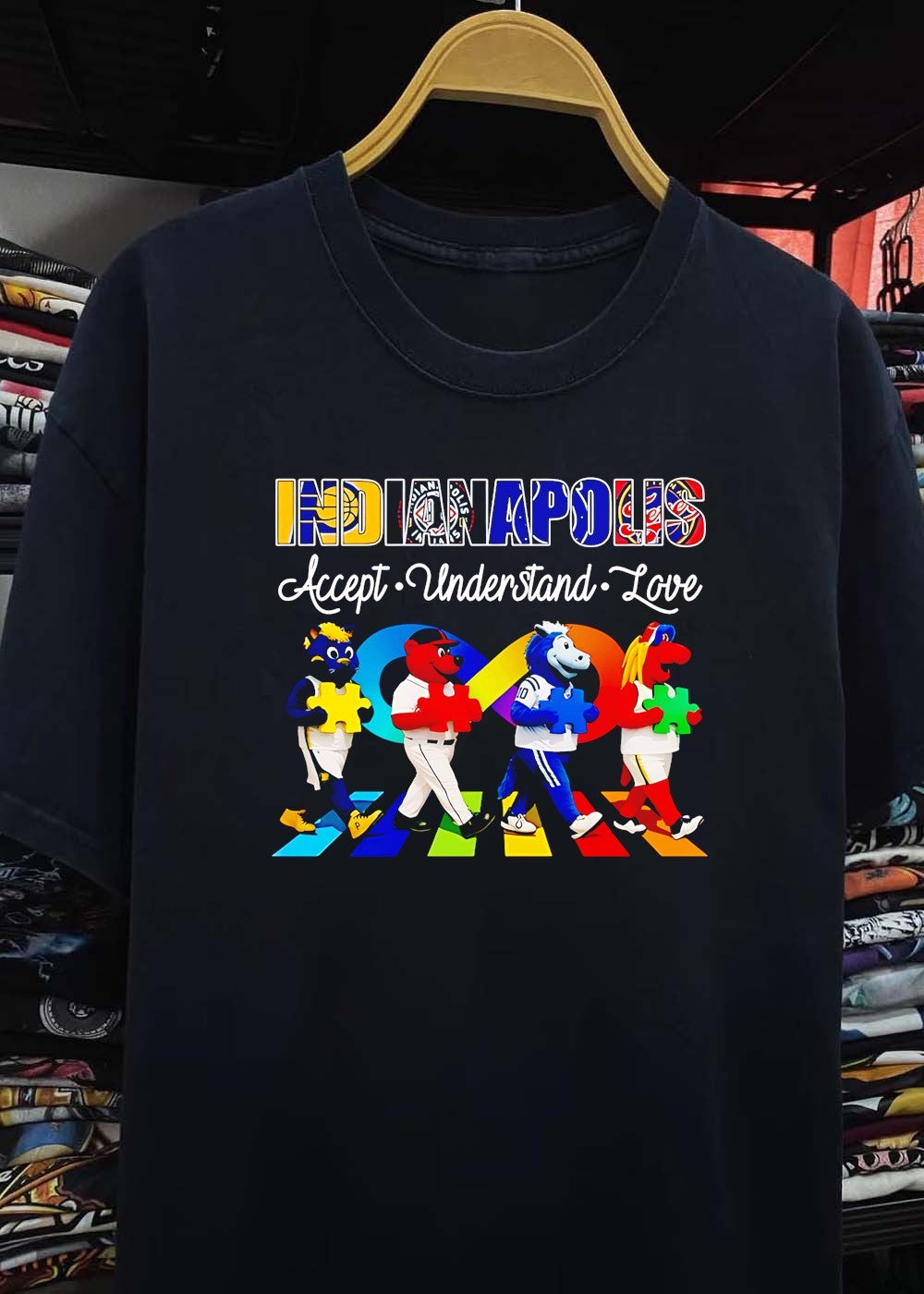 Accept Understand Love Indianapolis Mascots Puzzle Piece Sports T-Shirt