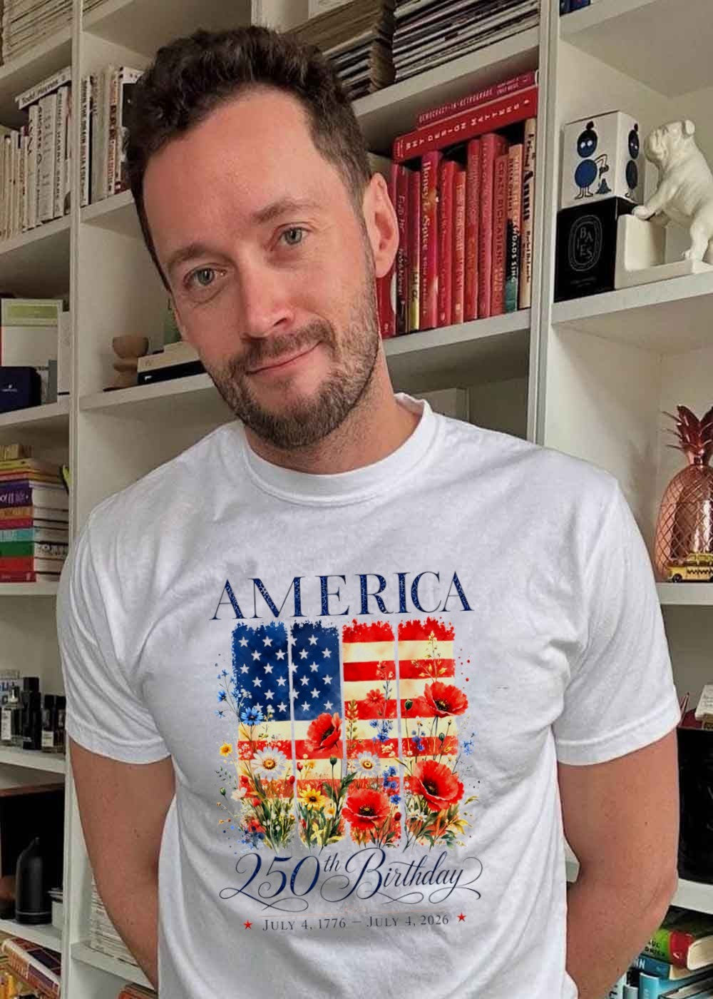America 250th Birthday July 4 1776 2026 Floral Flag T-Shirt