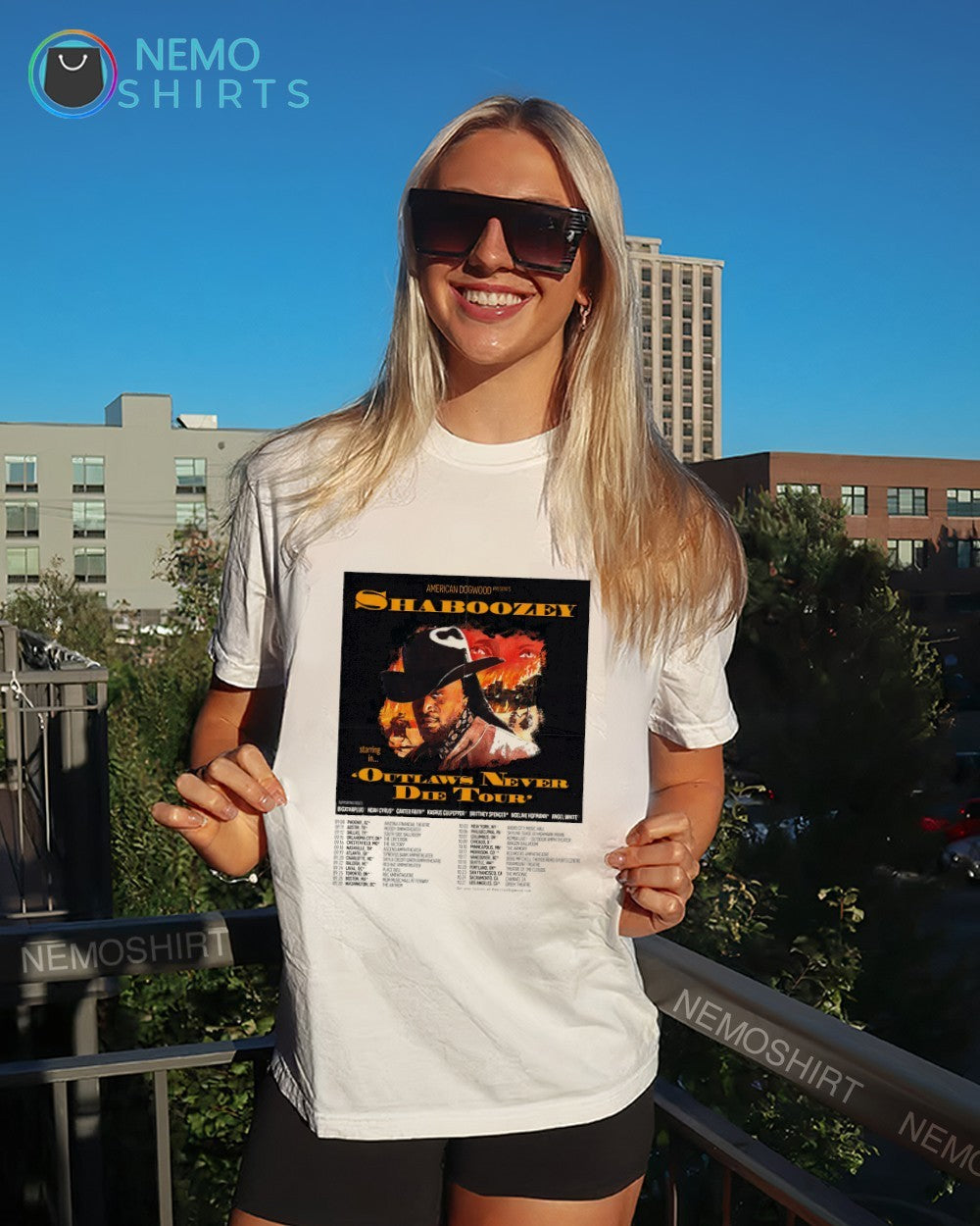 American Dogwood Shaboozey outlaws never die tour shirt