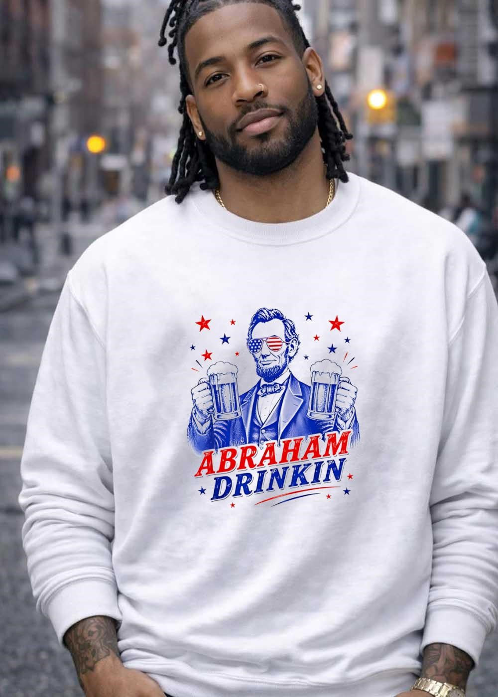 American Patriot Abraham Drinkin Beer T-Shirt