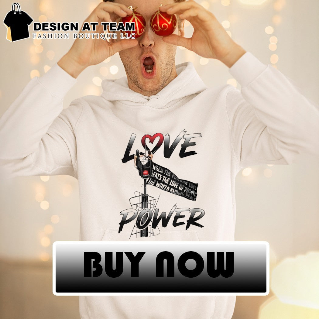 Angela Nikolau and Ivan Beerkus Empire State Building Love Power when the power of love flag shirt